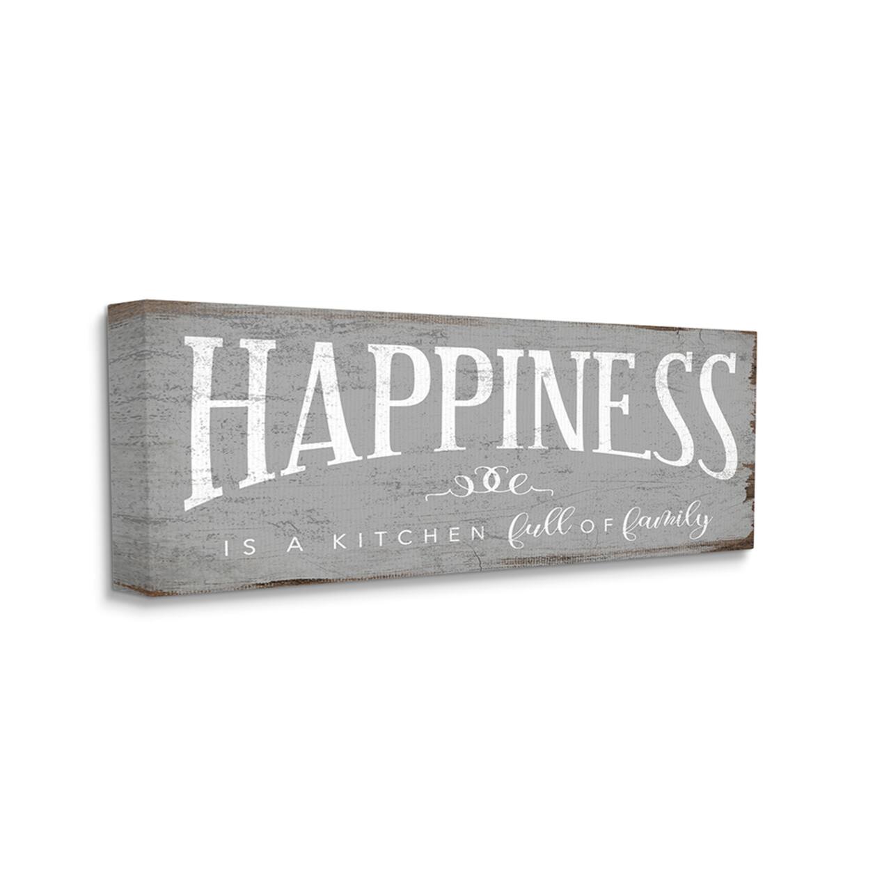 Stupell Industries Happiness is A Full Kitchen Phrase Distressed Paint Canvas Wall Art